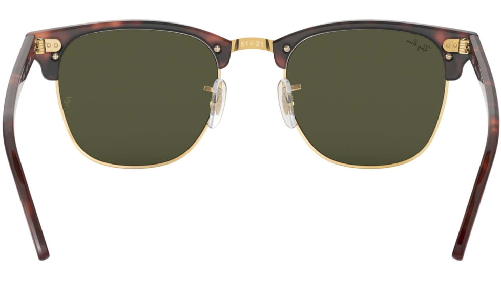 Ray-Ban RB3016 Clubmaster Sunglasses, Mock Tortoise/Arista Crystal Green Frame, 51 mm Diameter Lenses, W0366-5121