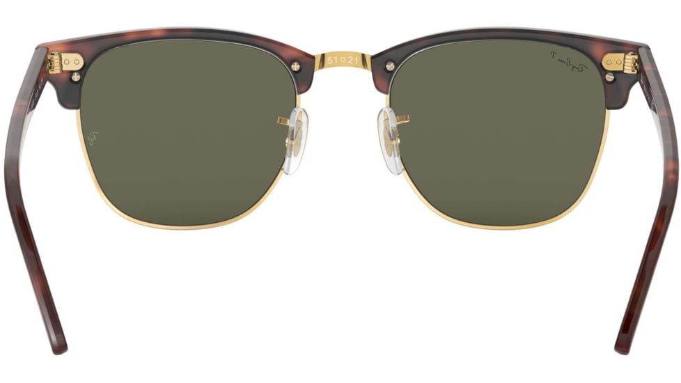 Ray-Ban RB3016 Clubmaster Sunglasses, Red Havana Frame, Crystal Green Polarized Lenses, RB3016 990/58-49