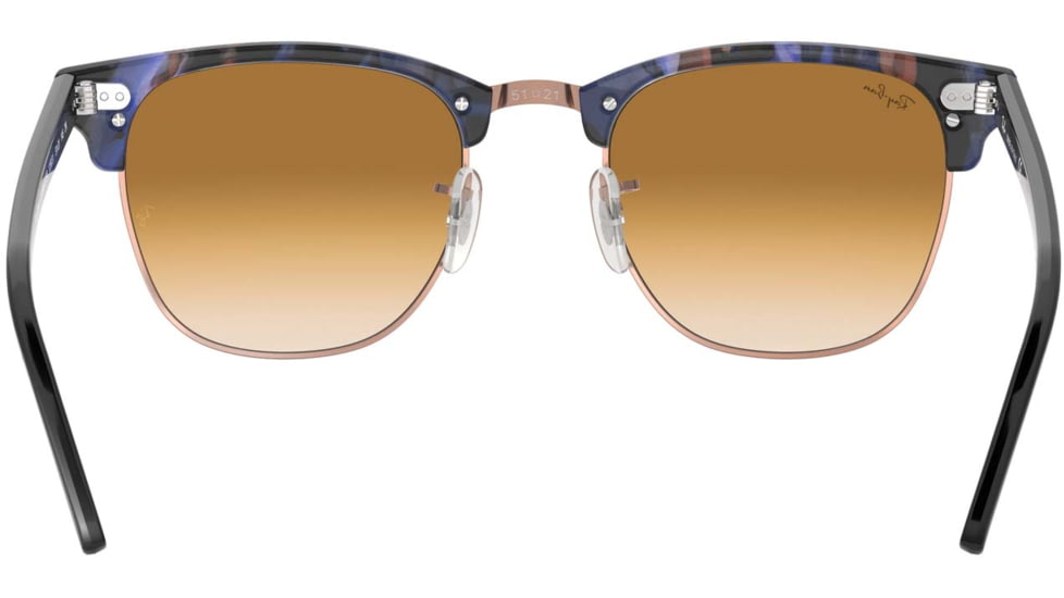 Ray-Ban RB3016 Clubmaster Sunglasses, Spotted Brown/Blue Frame, Clear Gradient Brown Lenses, RB3016 125651-51