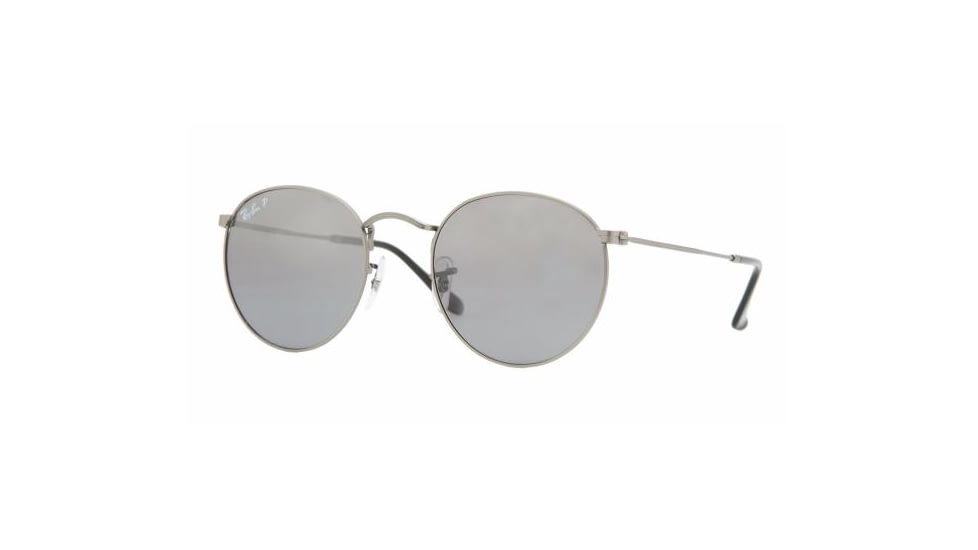Ray-Ban Round Metal Sunglasses - Men's, Matte Gunmetal Frame, Crystal Grey Mirror Silver 50 mm Lenses, RB3447-029-K3-50