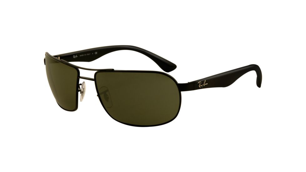 Ray-Ban RB3492 Sunglasses 002-6216 - Shiny Black Frame, Crystal Green Lenses