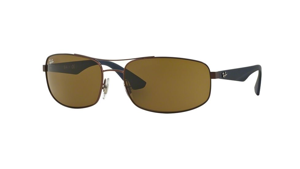 Ray-Ban RB3527 Progressive Prescription Sunglasses RB3527-012-73-61 - Lens Diameter 61 mm, Frame Color Matte Dark Brown