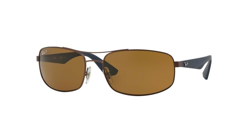 Ray-Ban RB3527 Progressive Prescription Sunglasses RB3527-012-83-61 - Lens Diameter 61 mm, Frame Color Matte Dark Brown