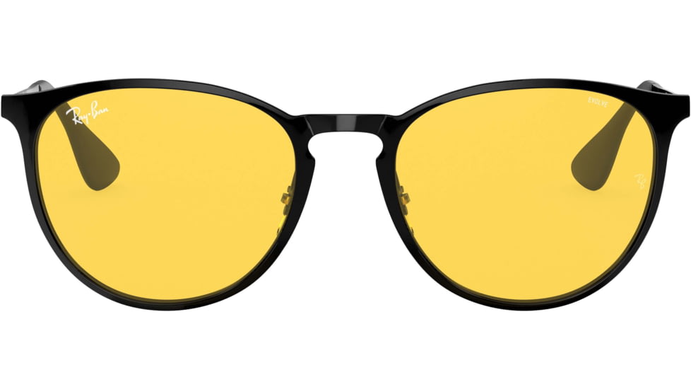 Ray-Ban Erika Metal RB3539 Sunglasses, Black, Evolve Photo Yellow To Green, 54, RB3539-002-Q1-54