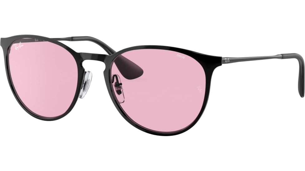 Ray-Ban Erika Metal RB3539 Sunglasses, Black, Evolve Photo Pink To Blue, 54, RB3539-002-Q3-54