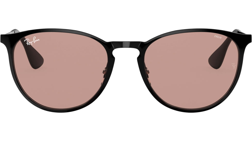 Ray-Ban Erika Metal RB3539 Sunglasses, Black, Evolve Photo Brown To Dark Bro, 54, RB3539-002-Q4-54