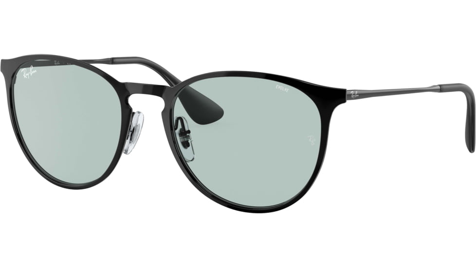Ray-Ban Erika Metal RB3539 Sunglasses, Black, Evolve Photo Green To Blue, 54, RB3539-002-Q5-54