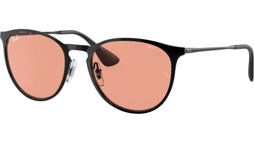 Ray-Ban Erika Metal RB3539 Sunglasses, Black, Evolve Photo Red To Violet, 54, RB3539-002-Q6-54