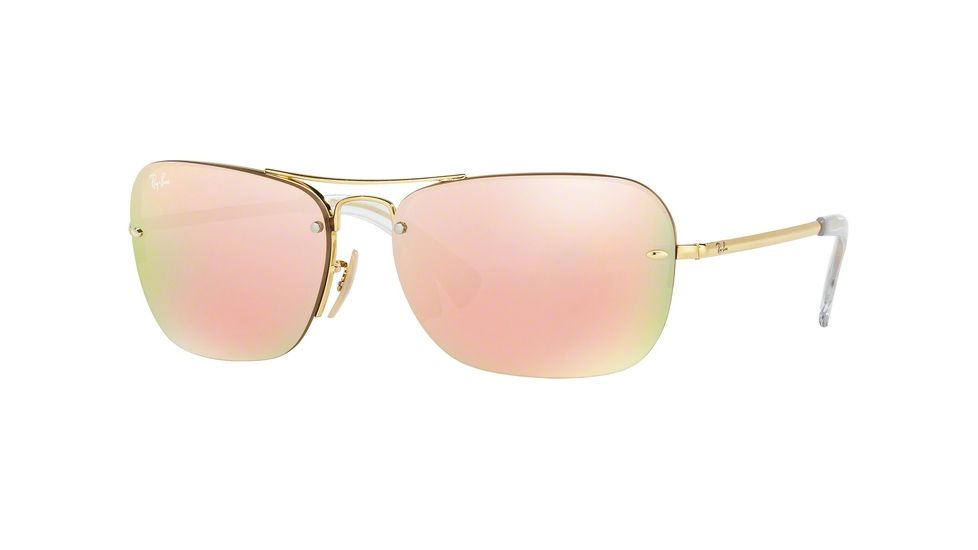 Ray-Ban RB3541 Single Vision Prescription Sunglasses RB3541-001-2Y-61 - Lens Diameter 61 mm, Frame Color Gold