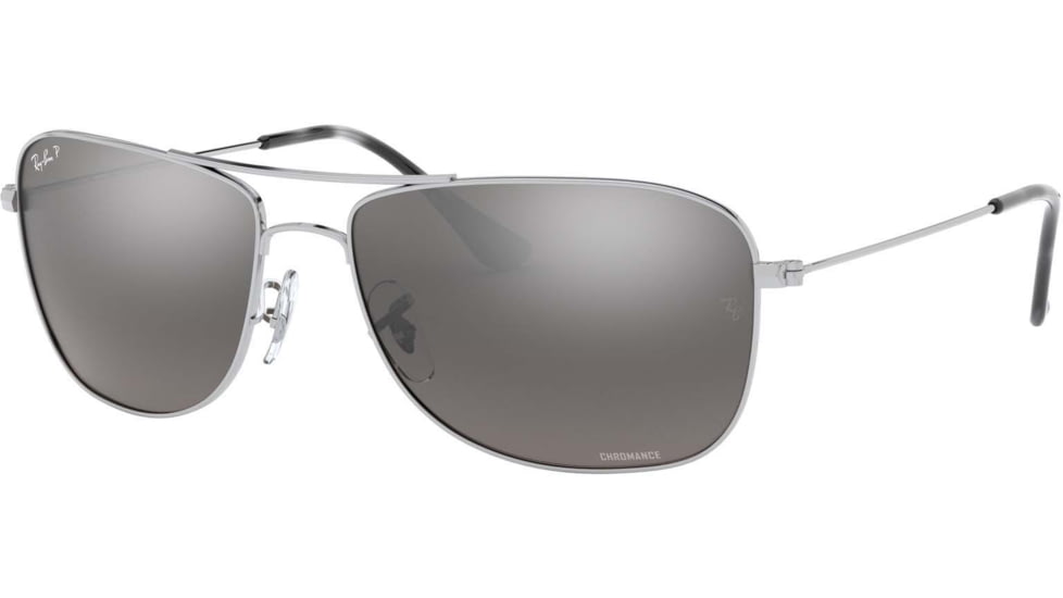 Ray-Ban RB3543 Sunglasses 003/5J-59 - Shiny Silver Frame, Grey Mirror Silver Polar Lenses