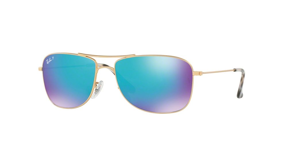 Ray-Ban RB3543 Sunglasses 112/A1-59 - Matte Gold Frame, Blue Polar Flash Lenses