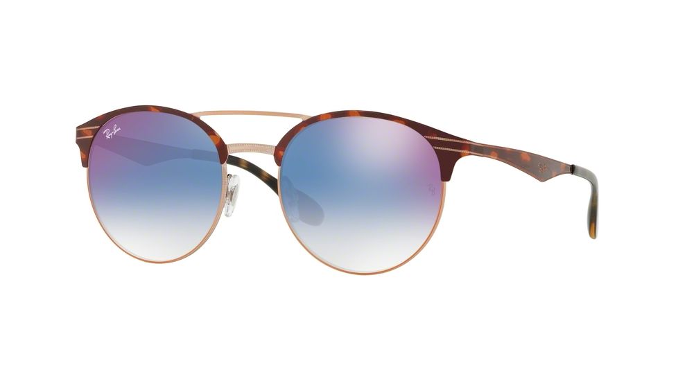 Ray-Ban RB3545 Progressive Prescription Sunglasses, 51mm, Copper On Top Havana, RB3545-9074X0-51-PRO