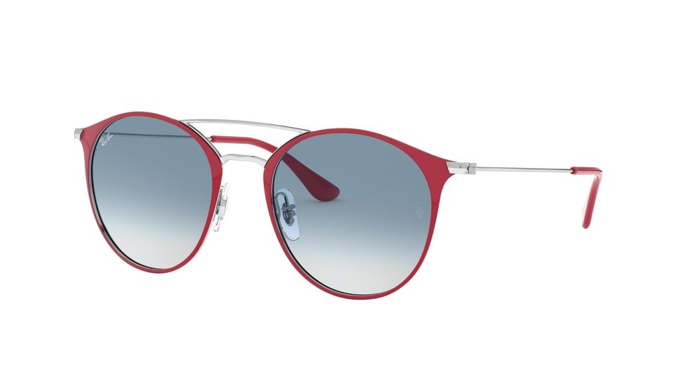 Ray-Ban RB3546 Single Vision Prescription Sunglasses, 52mm, Bordeaux/Silver, RB3546-91763F-52-SV