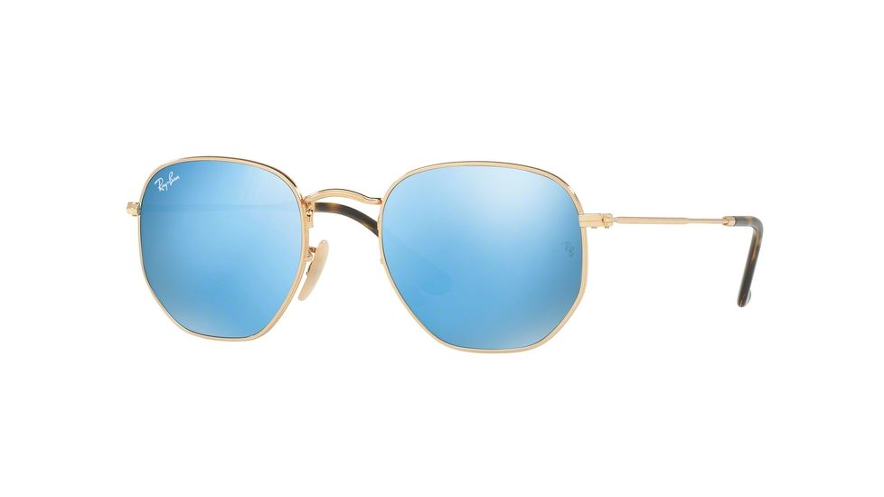 Ray-Ban RB3548N Sunglasses 001/9O-48 - Gold Frame, Light Blue Flash Lenses
