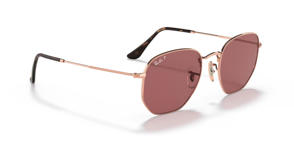 Ray-Ban RB3548N Sunglasses, Polarized Purple Lenses, Rose Gold, 51, RB3548N-9202AF-51