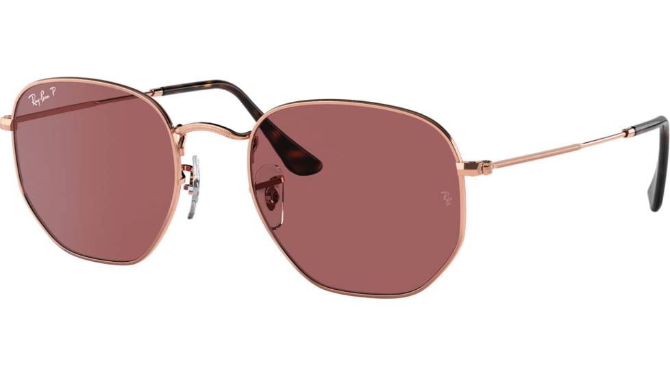 Ray-Ban RB3548N Sunglasses, Polarized Purple Lenses, Rose Gold, 51, RB3548N-9202AF-51