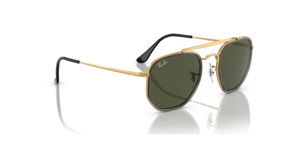 Ray-Ban RB3648M The Marshal II Sunglasses, Legend Gold Frame, Green Lens, 52, RB3648M-923931-52