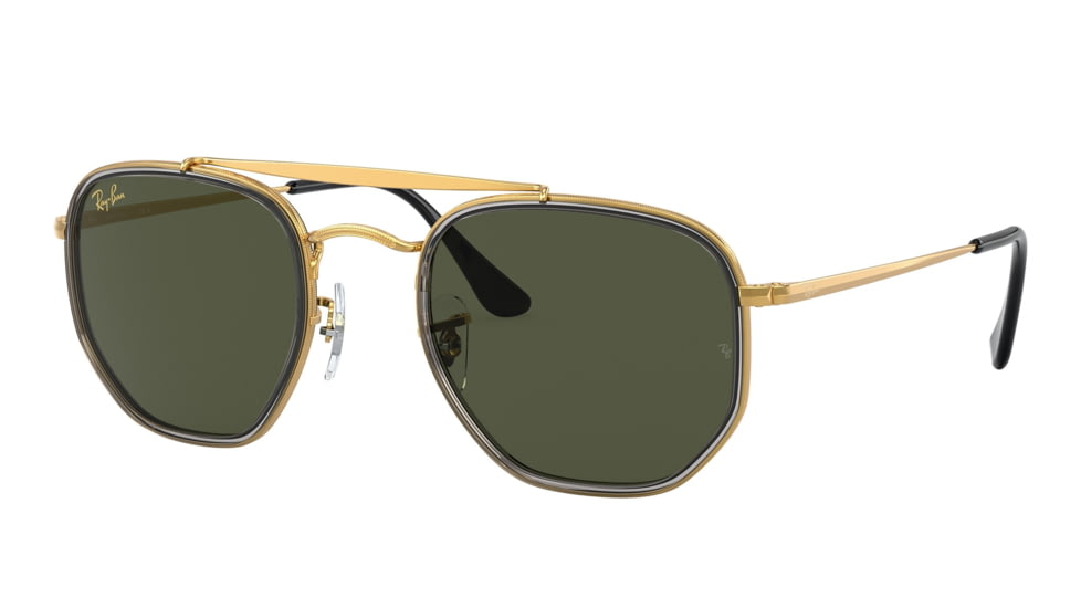 Ray-Ban RB3648M The Marshal II Sunglasses, Legend Gold Frame, Green Lens, 52, RB3648M-923931-52