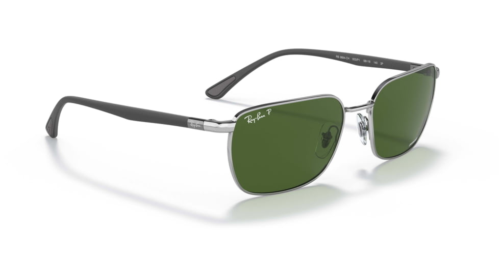 Ray-Ban RB3684CH Sunglasses, Polarized Dark Green Lenses, Silver, 58, RB3684CH-003-P1-58