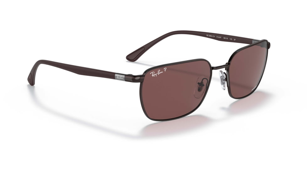 Ray-Ban RB3684CH Sunglasses, Polarized dark violet Lenses, Brown, 58, RB3684CH-014-AF-58