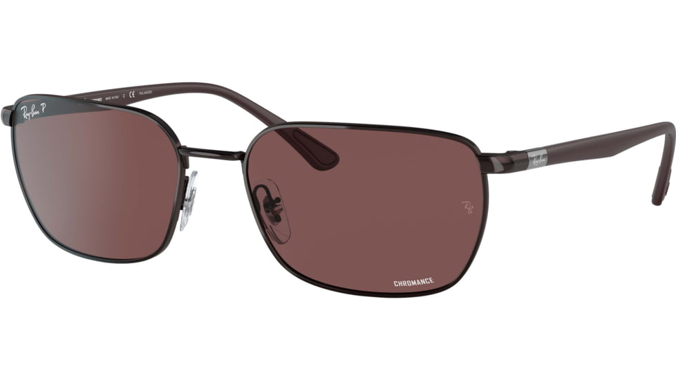 Ray-Ban RB3684CH Sunglasses, Polarized dark violet Lenses, Brown, 58, RB3684CH-014-AF-58