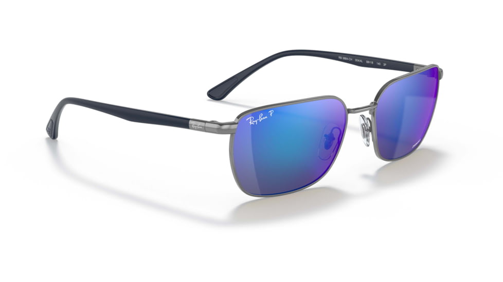 Ray-Ban RB3684CH Sunglasses, Polarized Grey Mirror Blue Lenses, Gunmetal, 58, RB3684CH-004-4L-58