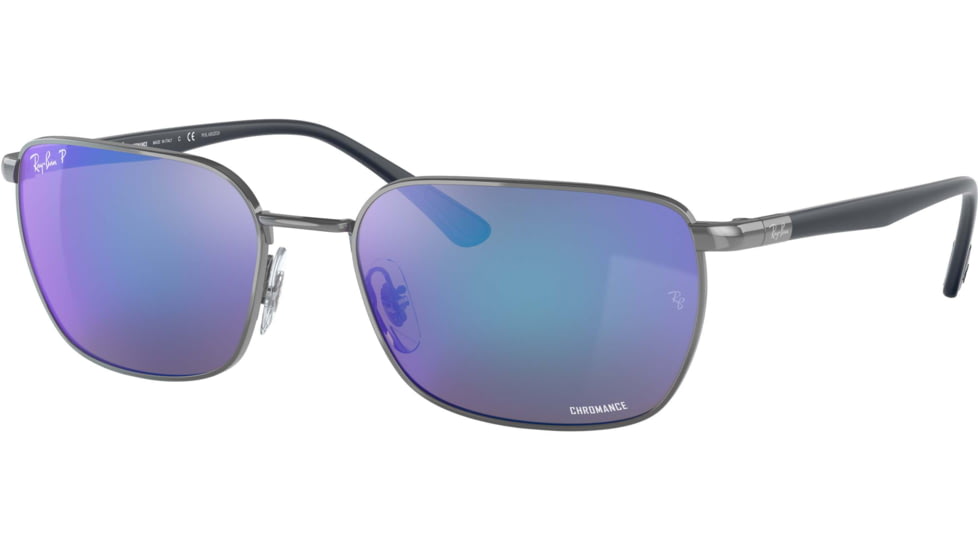 Ray-Ban RB3684CH Sunglasses, Polarized Grey Mirror Blue Lenses, Gunmetal, 58, RB3684CH-004-4L-58