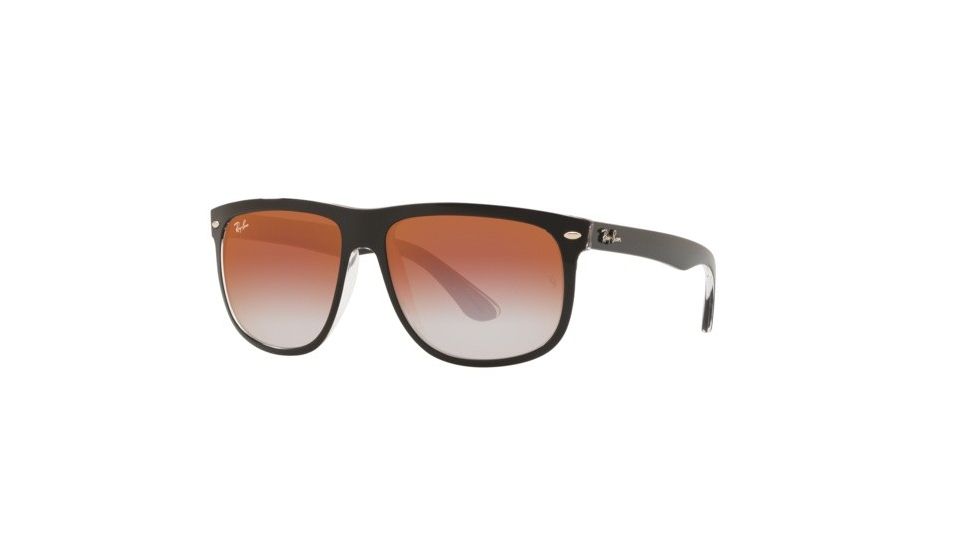 Ray-Ban RB4147 Sunglasses 6039V0-60 - Top Black On Transparent Frame, Clear Gradient Red Mirror Red Lenses