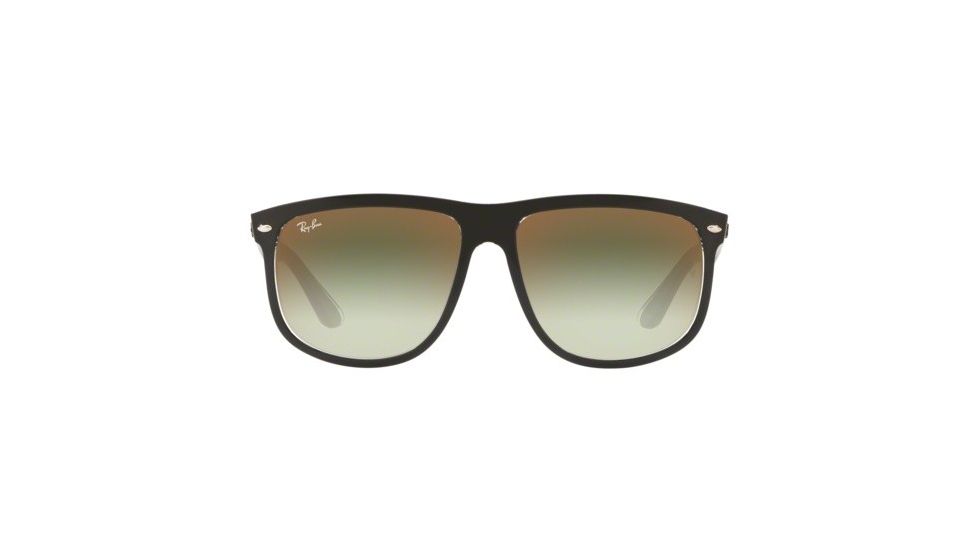 Ray-Ban RB4147 Sunglasses 6039W0-60 - Top Black On Transparent Frame, Clear Gradient Green Mirror Re Lenses