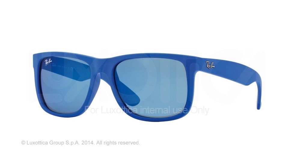 Ray-Ban RB4165 Sunglasses 608855-55 - Rubber Blue Frame, Blue Mirror Lenses