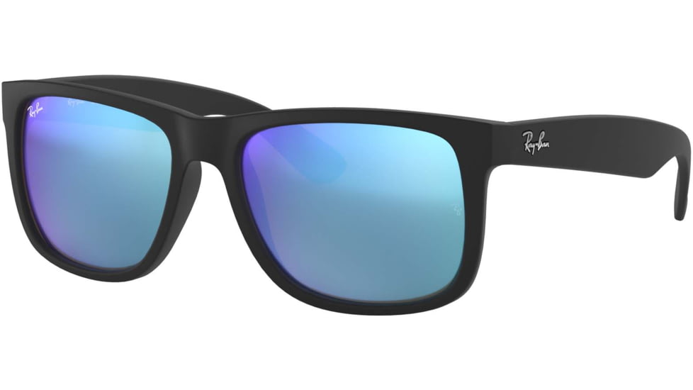 Ray-Ban RB4165 Sunglasses 622/55-51 - Black Rubber Frame, Green Mirror Blue Lenses