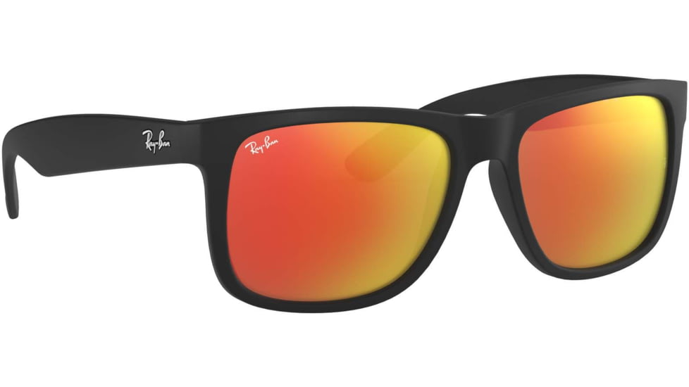 Ray-Ban RB4165 Sunglasses 622/6Q-51 - Rubber Black Frame, Brown Mirror Orange Lenses