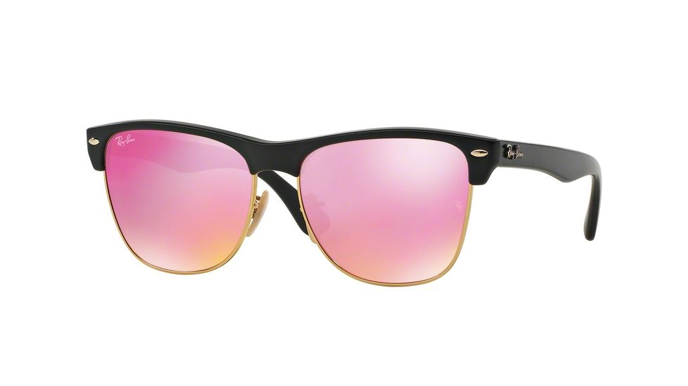 Ray-Ban RB4175 Sunglasses 877/4T-57 - Demi Shiny Black Frame, Green Mirror Fuxia Lenses