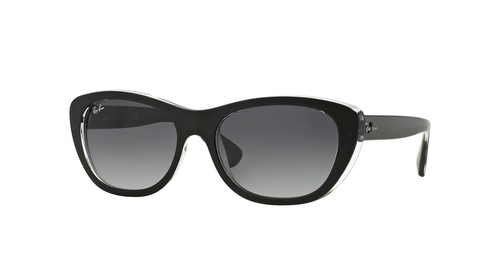 Ray-Ban RB4227 Sunglasses 60528G-55 - Top Mat Black On Trasparent Frame, Grey Gradient Dark Grey Lenses