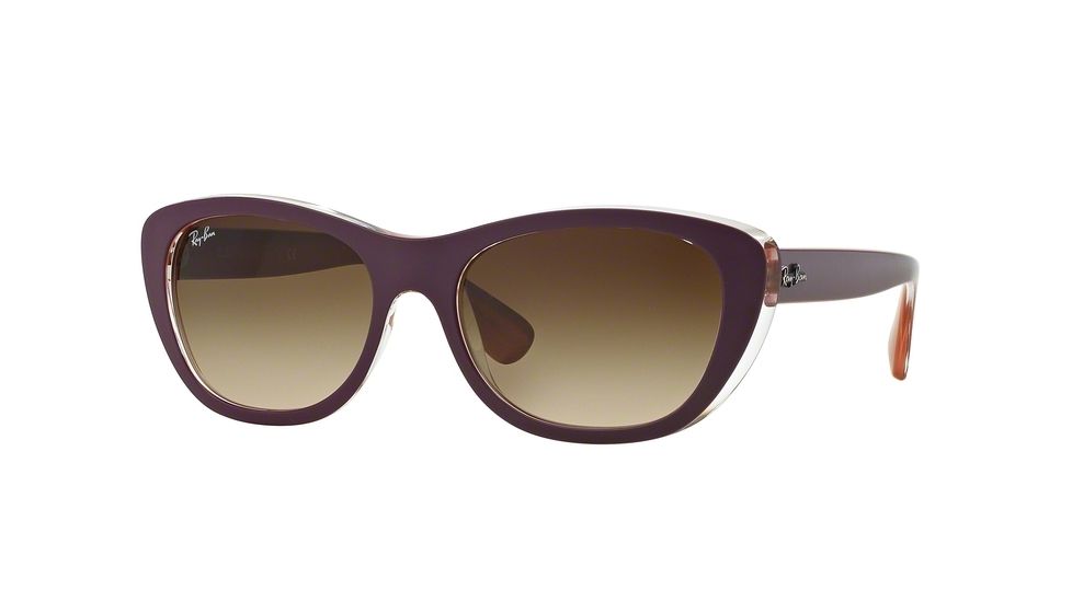 Ray-Ban RB4227 Sunglasses 619213-55 - Top Mat Violet On Orange Frame, Brown Gradient Dark Brown Lenses