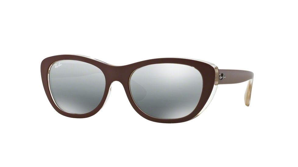 Ray-Ban RB4227 Sunglasses 619388-55 - Top Mat Brown On Ocra Frame, Grey Mirror Silver Gradient Lenses