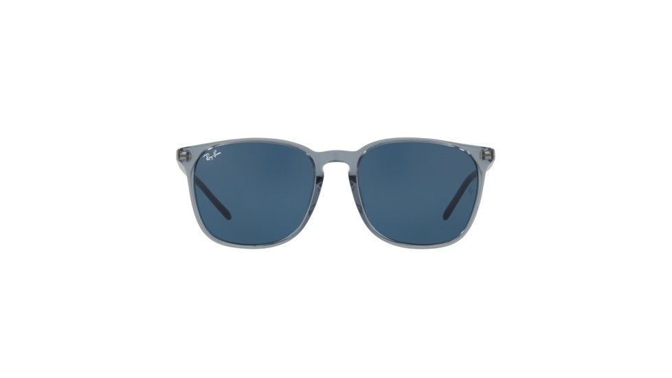 Ray-Ban RB4387F Progressive Prescription Sunglasses, 55mm, Trasparent Blue, RB4387F-126480-55-PRO