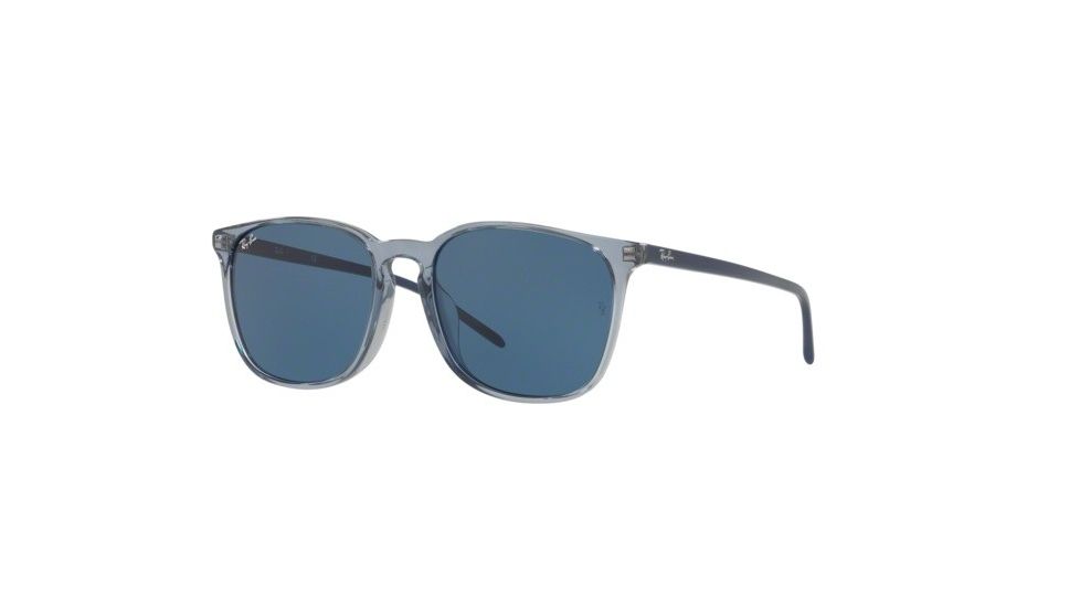 Ray-Ban RB4387F Progressive Prescription Sunglasses, 55mm, Trasparent Blue, RB4387F-126480-55-PRO