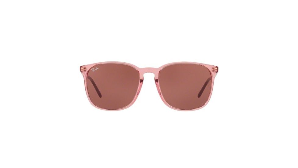 Ray-Ban RB4387F Progressive Prescription Sunglasses, 55mm, Transparent Pink, RB4387F-126575-55-PRO