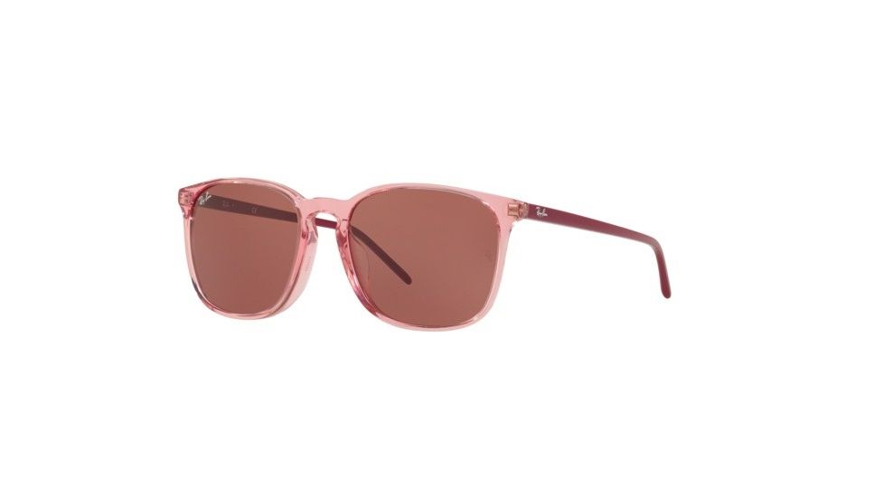 Ray-Ban RB4387F Progressive Prescription Sunglasses, 55mm, Transparent Pink, RB4387F-126575-55-PRO