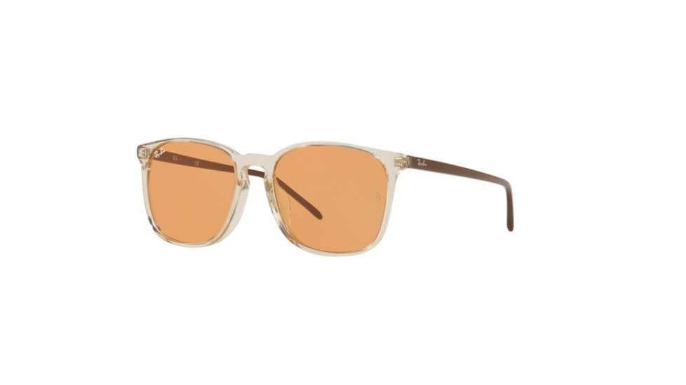 Ray-Ban RB4387F Progressive Prescription Sunglasses, 55mm, Trasparent Light Brown, RB4387F-126774-55-PRO