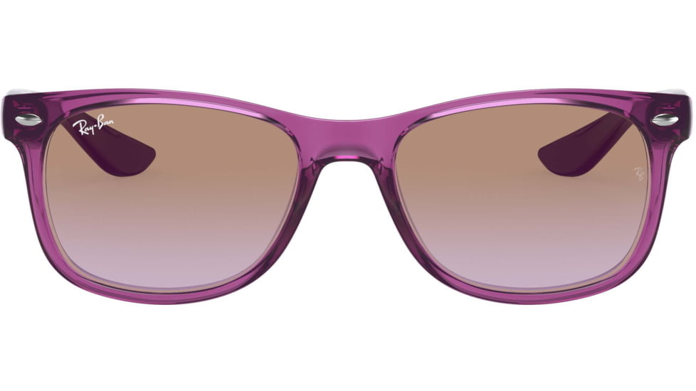Ray-Ban RJ9052S New Wayfarer Sunglasses - Kids, Transparent Fuxia, Violet Gradient Brown, 48, RJ9052S-706468-48