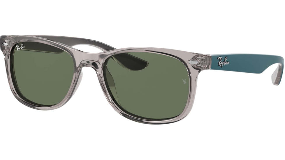 Ray-Ban RJ9052S New Wayfarer Sunglasses - Kid's, Transparent Grey, Dark Green, 48, RJ9052S-707071-48