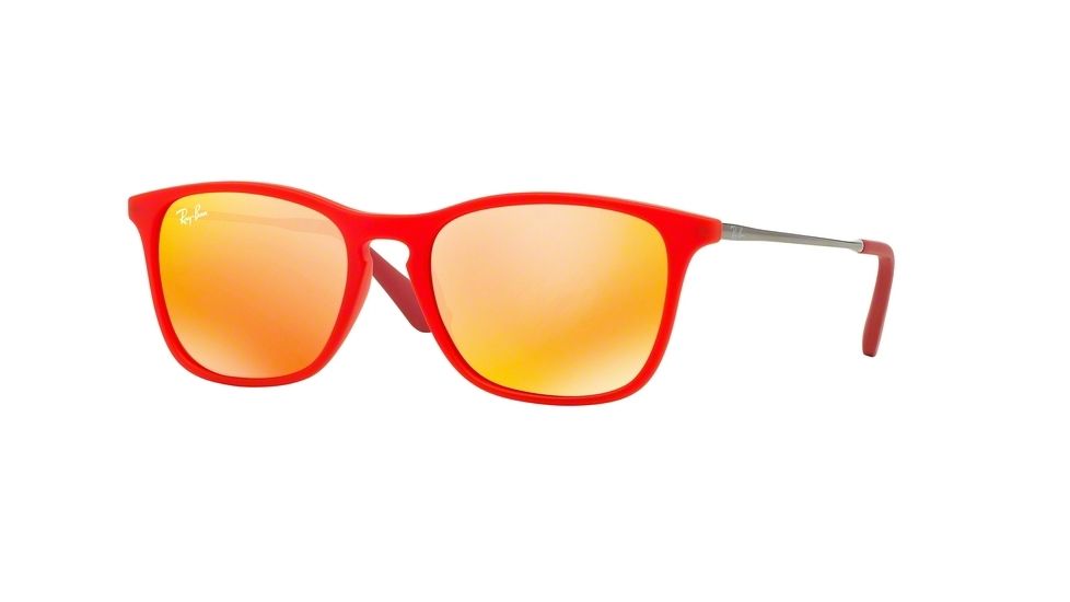 Ray-Ban RJ9061S Progressive Prescription Sunglasses RJ9061S-70106Q-49 - Lens Diameter 49 mm, Frame Color Red Fluo Trasparent Rubber