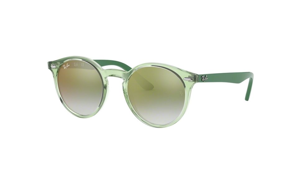 Ray-Ban RJ9064S Single Vision Prescription Sunglasses, 44mm, Green, RJ9064S-7053W0-44-SV