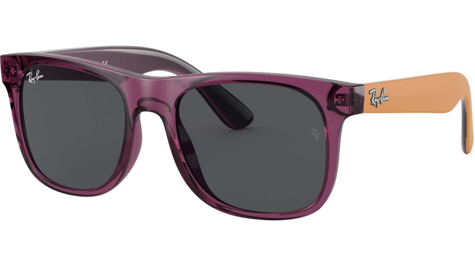 Ray-Ban RJ9069S Sunglasses, Transparent Violet, Dark Grey, 48, RJ9069S-706987-48