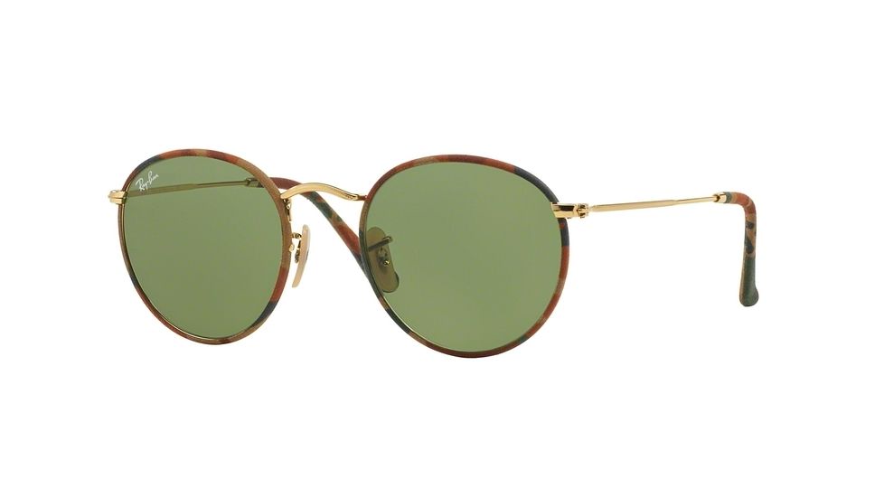 Ray-Ban ROUND METAL M RB3447JM Bifocal Prescription Sunglasses RB3447JM-168-4E-50 - Lens Diameter 50 mm, Frame Color Camouflage Brown/Green
