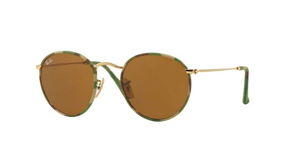 Ray-Ban ROUND METAL M RB3447JM Bifocal Prescription Sunglasses RB3447JM-169-50 - Lens Diameter 50 mm, Frame Color Camouflage Green/Beige