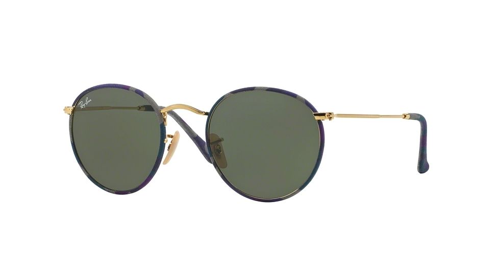 Ray-Ban ROUND METAL M RB3447JM Bifocal Prescription Sunglasses RB3447JM-172-50 - Lens Diameter 50 mm, Frame Color Camoflage Violet/Blue