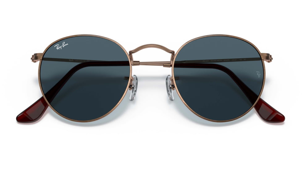 Ray-Ban Round Metal Sunglasses - Men's, Antique Copper Frame, Blue 53 mm Lenses, RB3447-9230R5-53
